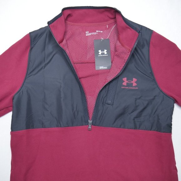 Under Armour Coldgear Infrared Fleece I/2 Zip Pullover Jacket Mens Size S Maroon - Picture 6 of 13